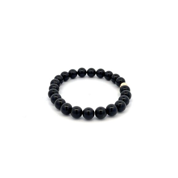 Natural Tourmaline Gemstones 6mm Stretchable Bracelet 18k Gold Bead Charm - Picture 4 of 5